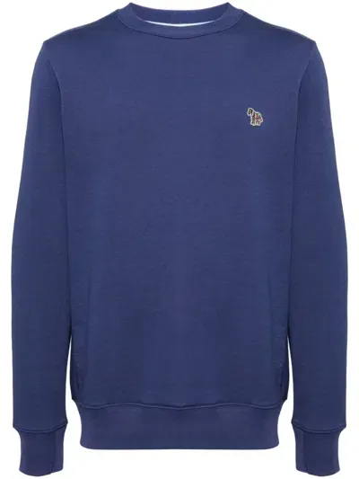 Ps By Paul Smith Zebra Logo Organic Cotton Sweatshirt In Blue