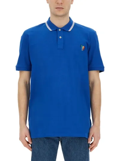 Ps By Paul Smith Zebra-motif Polo Shirt In Blue