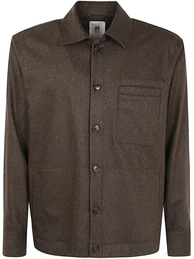 Pt01 Man Jacket Relaxed Fit Clothing In Brown