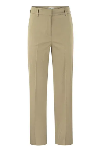 Pt01 Ambra - Stretch Viscose Trousers In Beige