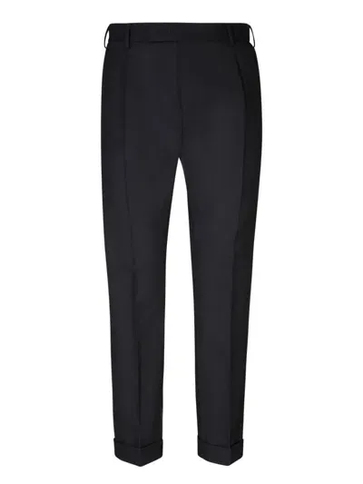 Pt01 Virgin Wool Tailored Trousers In Black