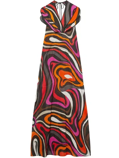 Pucci Abstract-print Cotton Dress In Multicolour