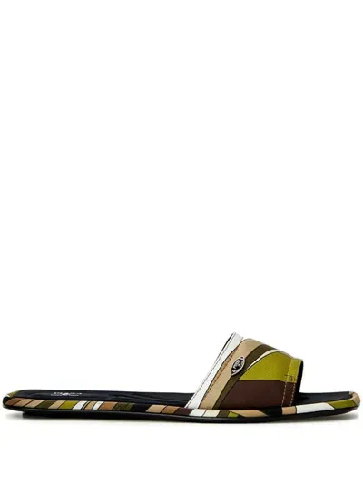 Pucci Beach Silk Sandals In Green