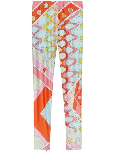 Pucci Abstract-print Leggings In Orange