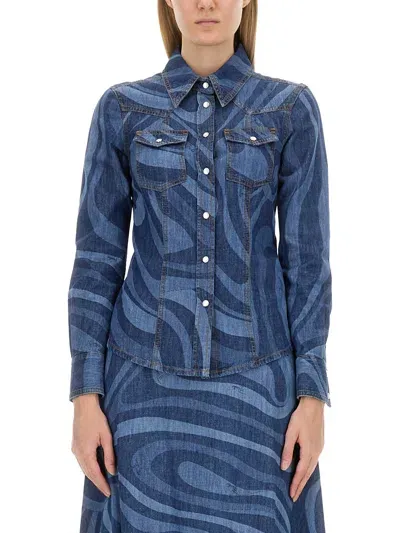 Pucci Marmo-print Denim Shirt