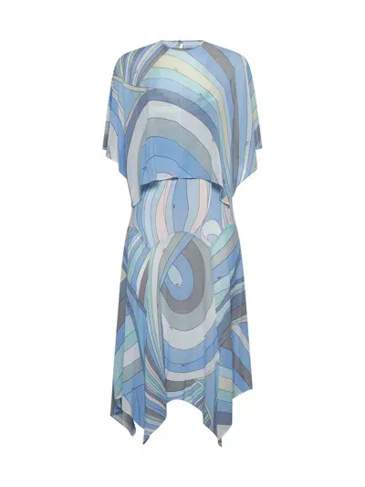 Pucci Dresses In Sky Blue,grey