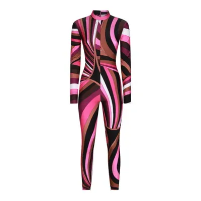 Pucci Printed Lycra Jumpsuit In Fuchsia/multi