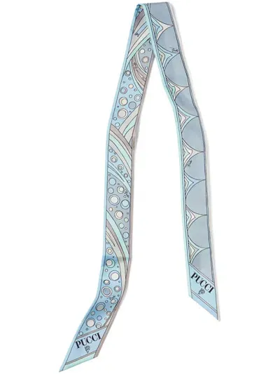 Pucci Fontane-print Silk Scarf In Blue