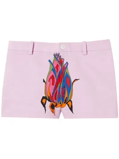 Pucci Graphic-print Cotton Shorts In Pink