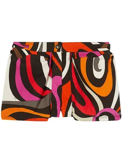 Pucci Graphic-print Mini Shorts In Black