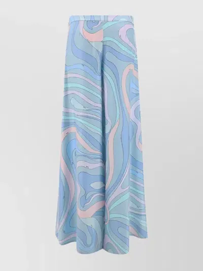 Pucci High Waist Silk Palazzo Trousers In Lightblue