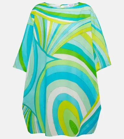 Pucci Iride Cotton Kaftan In Blue