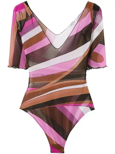 Pucci Iride-print Bodysuit In Pink