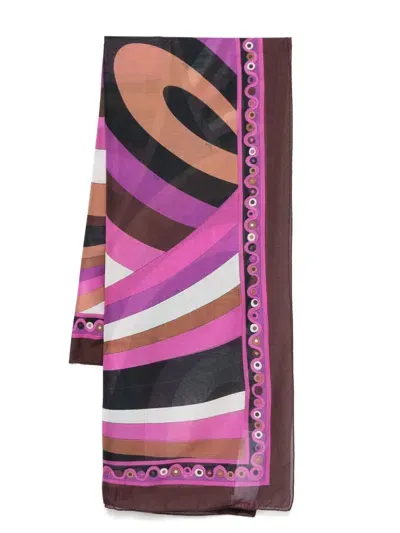 Pucci Iride-print Cotton Sareo In Purple