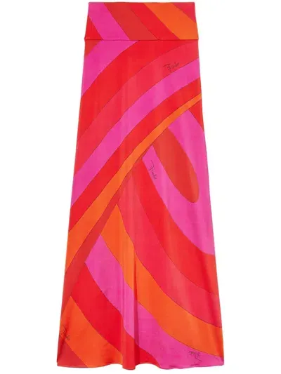 Pucci Iride-print Long Skirt In Multicolour