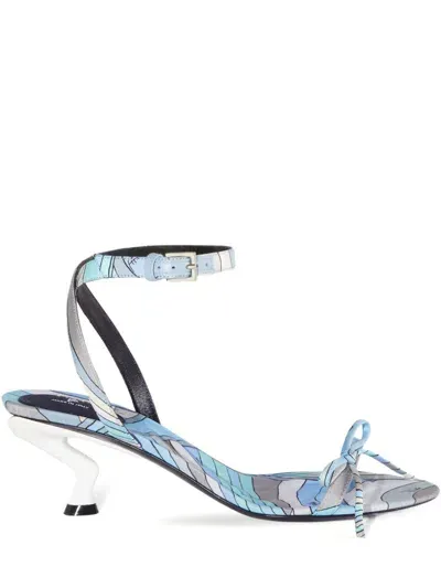 Pucci Iride-print Sandals In Blue