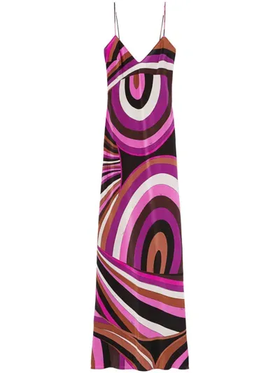 Pucci Iride-print Silk Dress In Pink