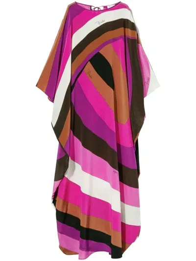 Pucci Iride-print Silk Kaftan In Pink