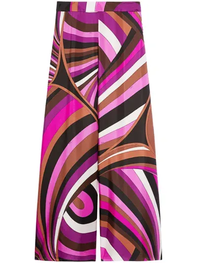 Pucci Abstract-print Silk Trousers In Iride Motif