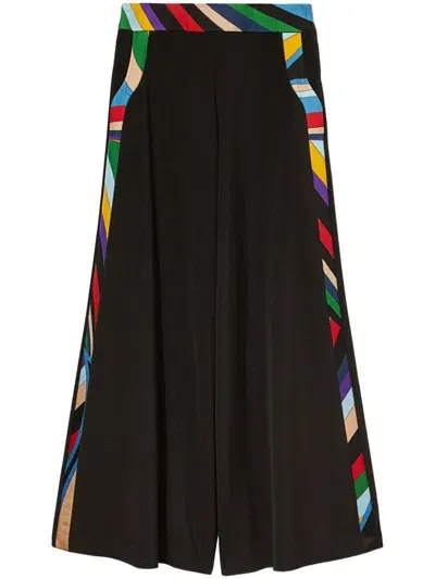 Pucci Iride-print Trim Palazzo Trousers In Black