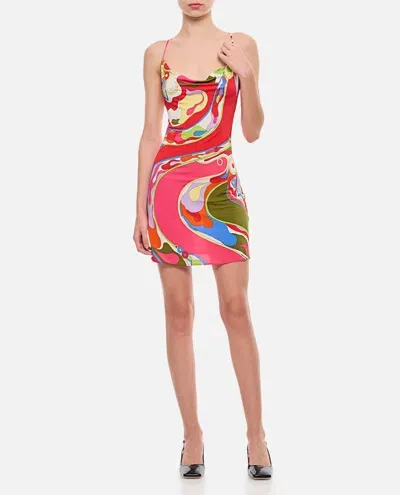 Pucci Jersey Satin Dress In Multicolor