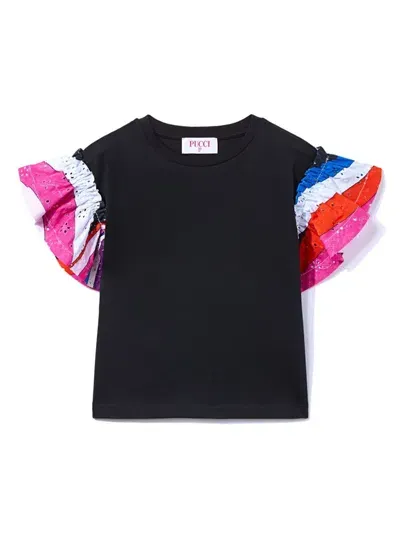 Pucci Junior Kids' Iride-print Cotton T-shirt In Black