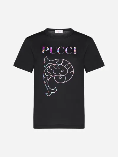 Pucci Logo-print Cotton T-shirt In Black