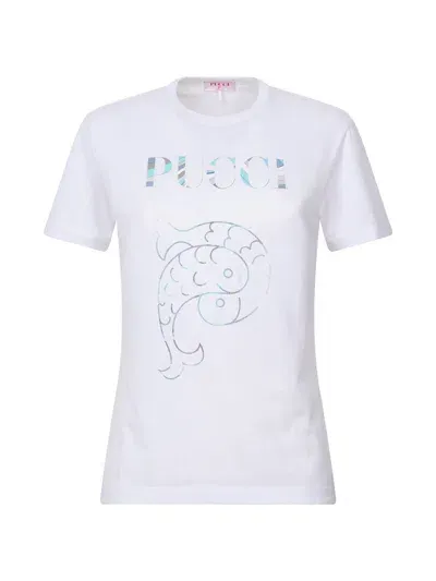 Pucci Logo-print Cotton T-shirt In White