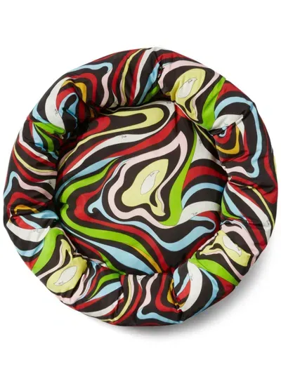 Pucci Marmo-print Dog Bed In Black