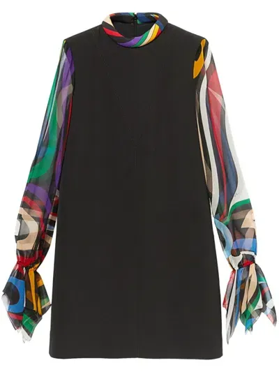 Pucci Marmo-print Mini Dress In Black