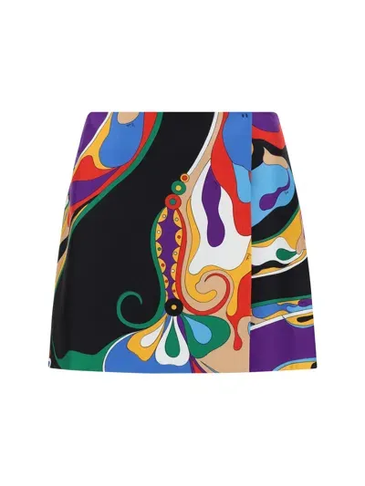 Pucci Mini Skirt In Viola/rosso