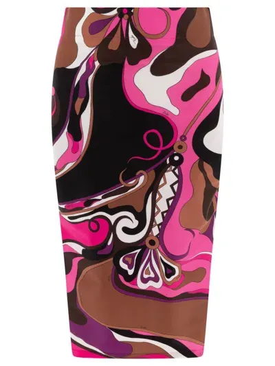 Pucci Orchidee-print Pencil Skirt In Purple