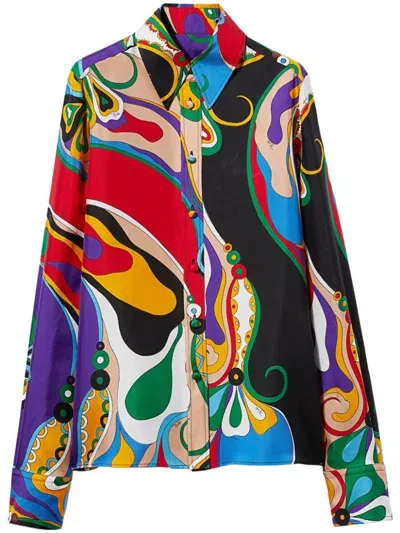 Pucci Orchidee-print Silk-twill Shirt In Multicolour