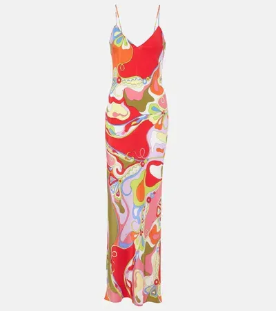 Pucci Orchidee Silk Crêpe De Chine Maxi Dress In Multicolour