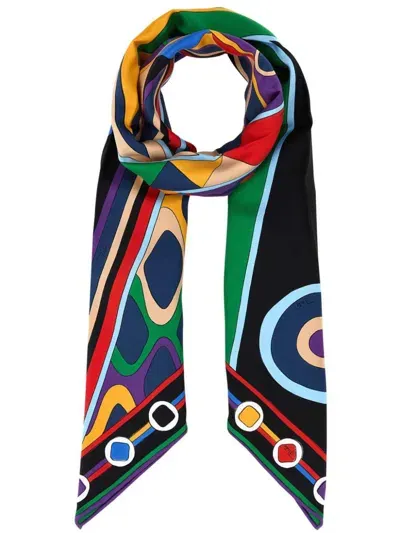 Pucci Printed Silk Foulard In Blue