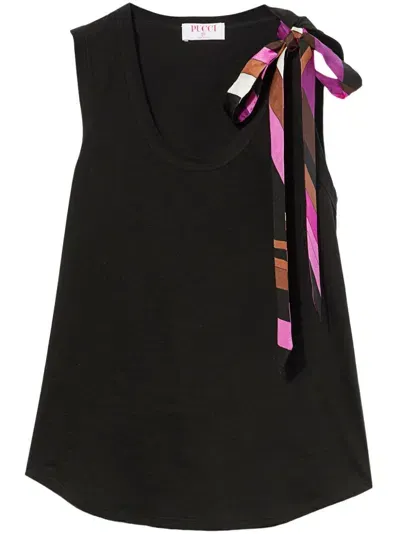 Pucci Scoop-neck Jersey Tank Top In Black