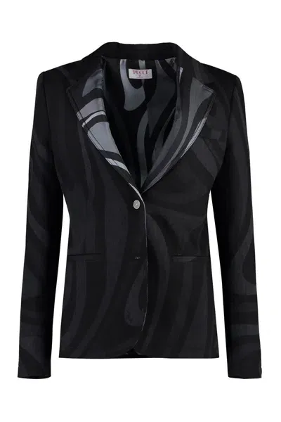 Pucci Single-breasted Two-button Blazer In Multicolor