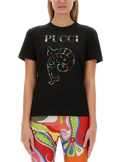 Pucci Black Cotton T-shirt