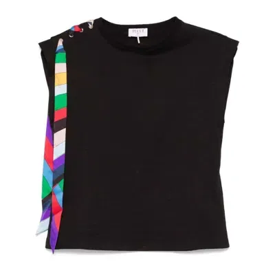 Pucci Ribbon Cotton T-shirt In Black