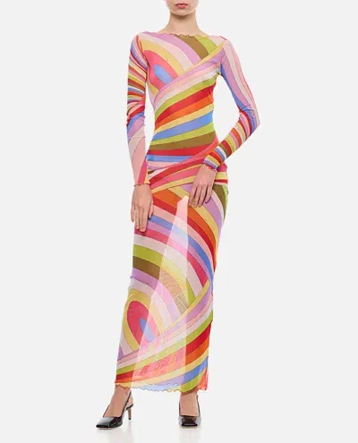 Pucci Tulle Long Dress In Multicolor