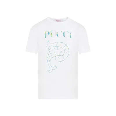 Pucci White Cotton Logo T-shirt