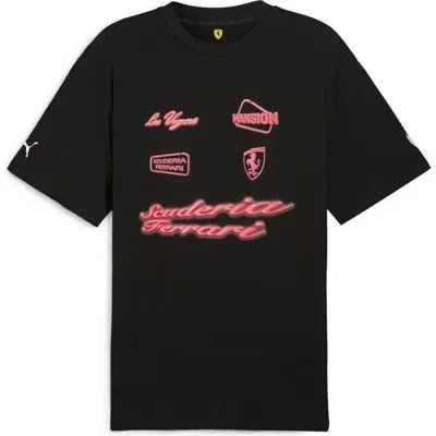 Puma Ferrari F1 Neon Energy Cotton Graphic T-shirt In Black/red