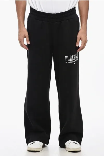 Puma Pleasures Brushed Cotton Joggers With Drawstring Waist In Black