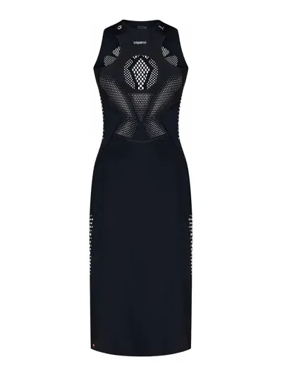 Puma X Coperni Cut-out Detailed Tech Fabric Midi Dress In Black