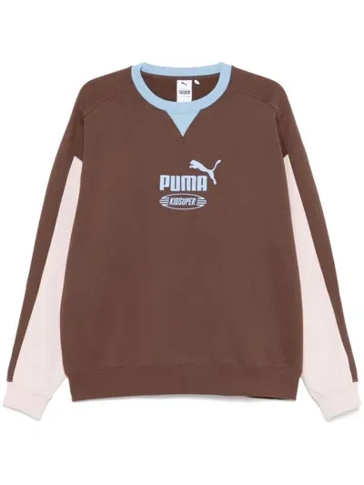 Puma X Kidsuper Crew-neck Sweatshirt In 褐色