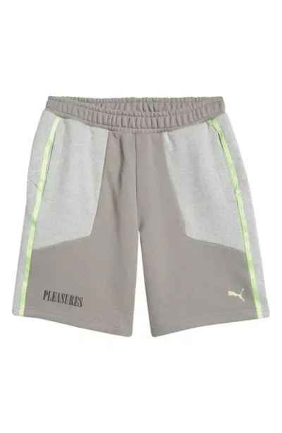 Puma X Pleasures Cotton French Terry Sweat Shorts In Grey