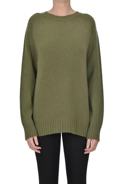 Purotatto Cashmere Pullover In Olive Green