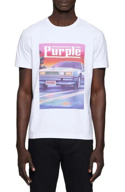 Purple Brand Clean Cotton Graphic T-shirt In White