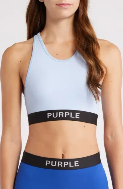 Purple Brand Logo Crop Tank In Blue