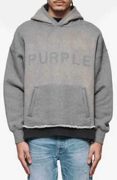 Purple Brand Raw Hem Cotton Fleece Graphic Hoodie In Heather